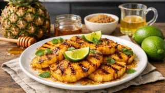 Фото рецепта: Сочный ананас на гриле с медом и лаймом