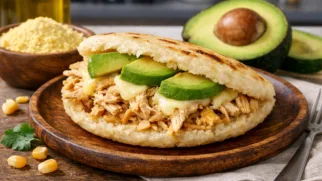 Фото рецепта: Арепа кукурузная лепешка с начинкой