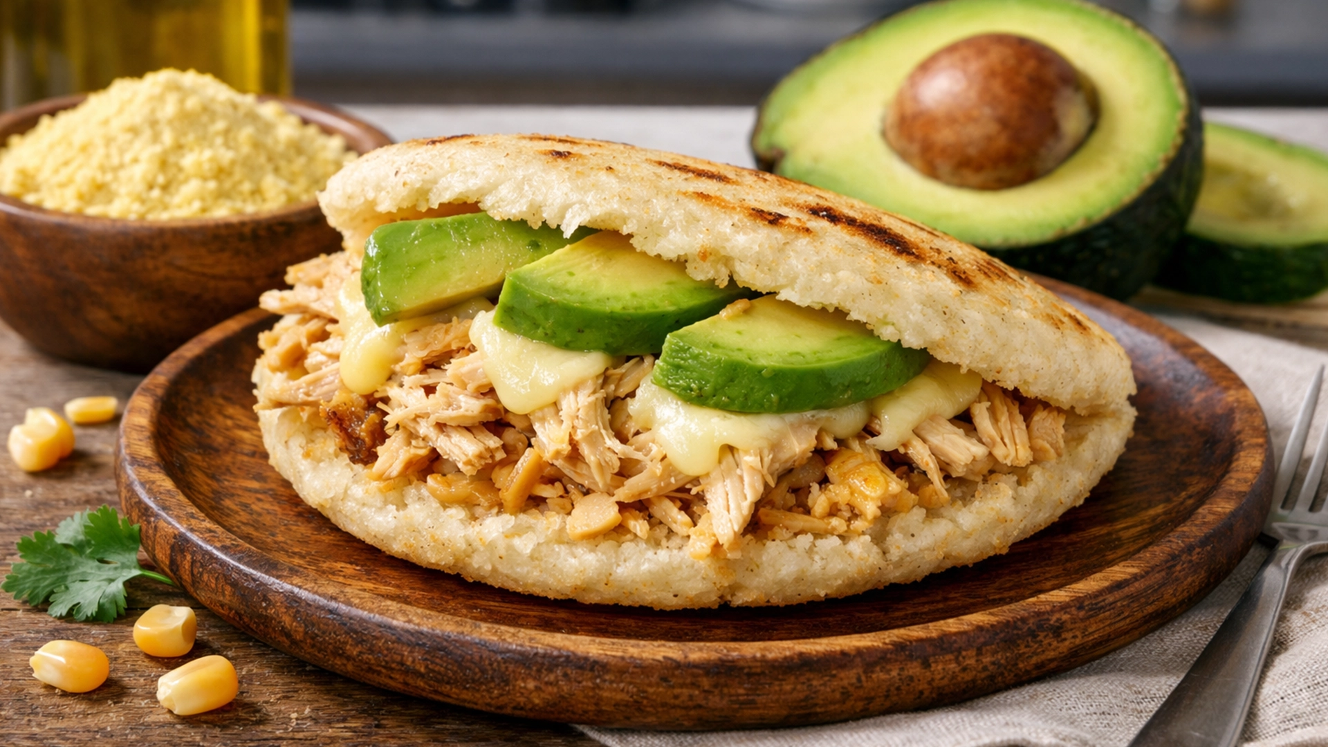 Фото блюда: Арепа кукурузная лепешка с начинкой