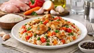 Фото рецепта: Арроз кон польо рис с курицей и овощами