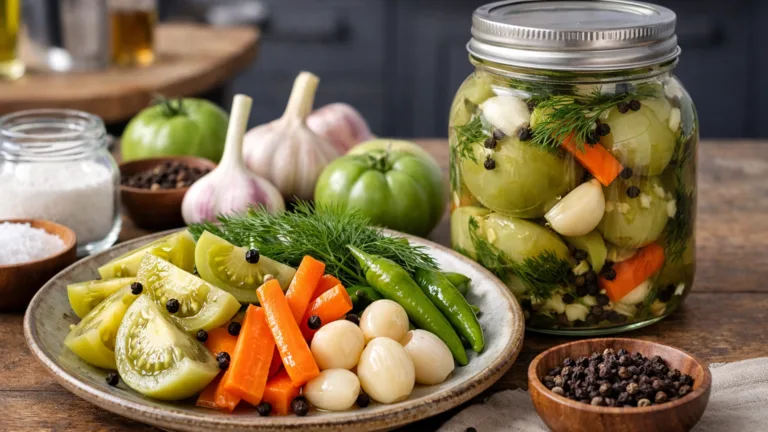 Фото блюда: Ассорти солений из зеленых томатов