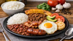 Фото блюда: Бандеха пайса с рисом фасолью и мясом