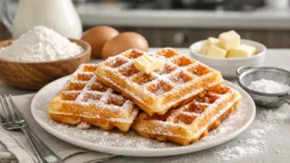 Фото рецепта: Бельгийские вафли с сахарной пудрой