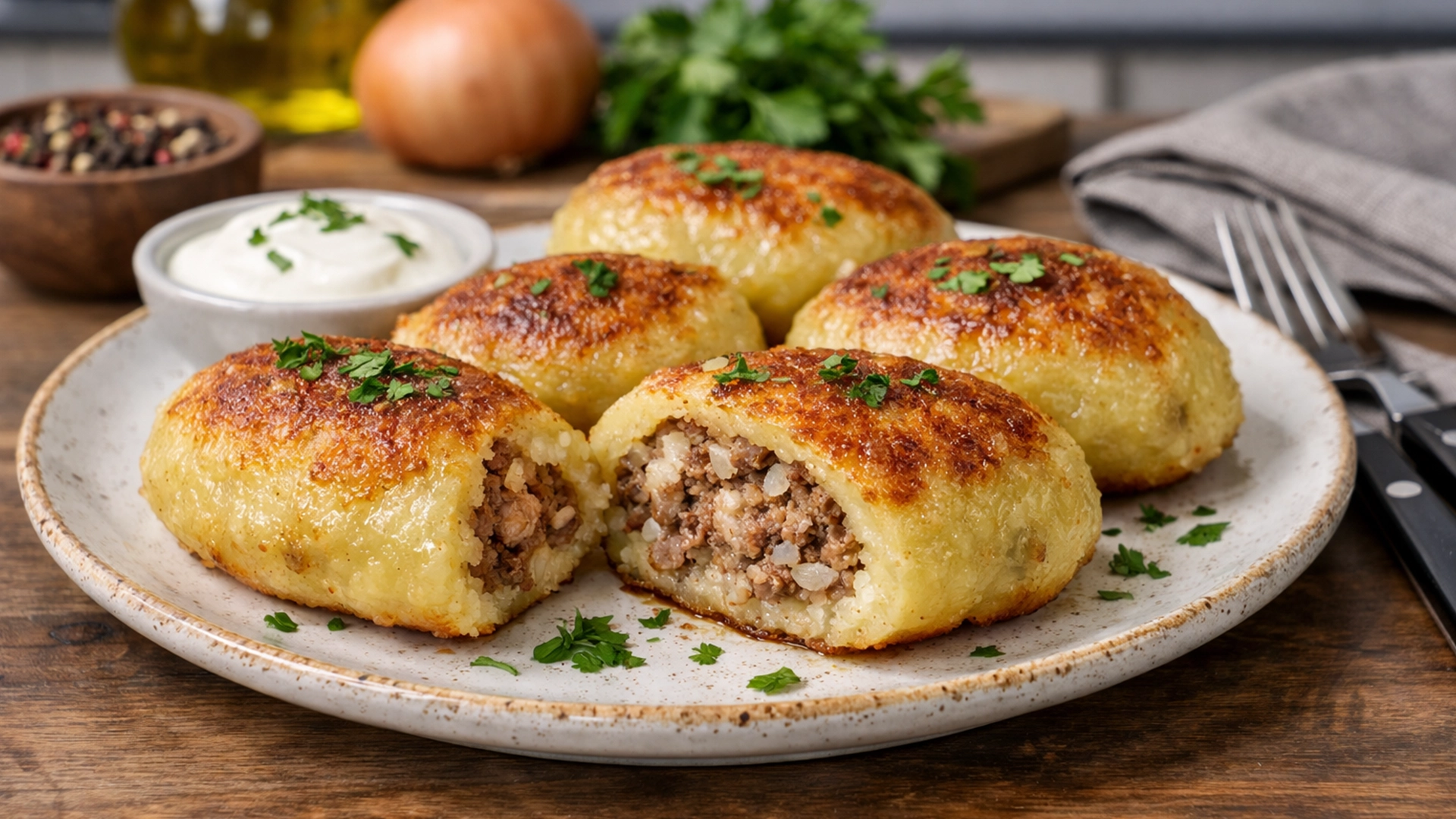 Фото блюда: Белорусские колдуны из картофеля с мясной начинкой