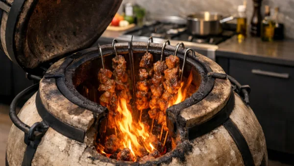 Тандыр с мясом на шампурах