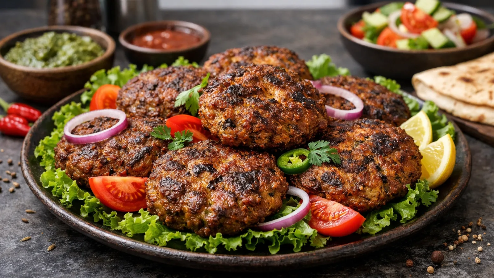 Фото блюда: Пакистанские чапли-кебабы котлеты из фарша со специями