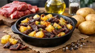 Фото рецепта: Чарке сушеное мясо с картофелем