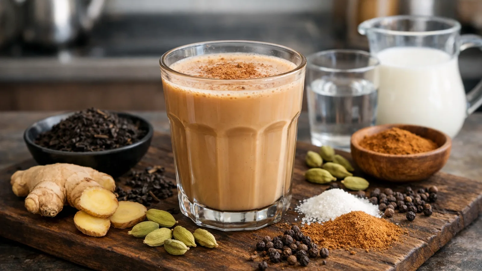 Фото блюда: Ароматный пряный чай масала на черных чайных листьях