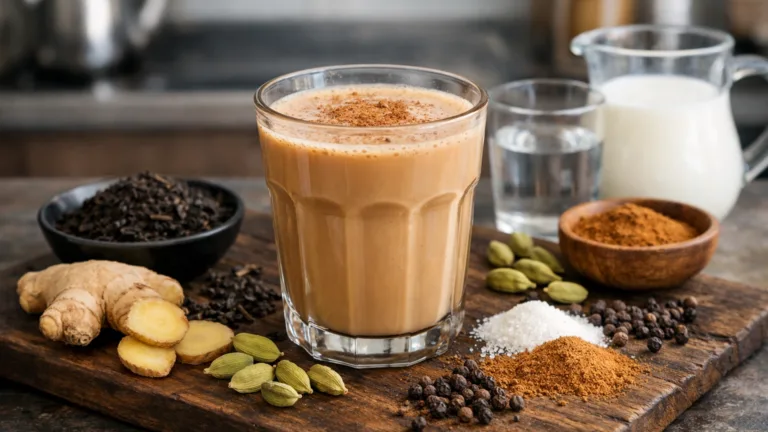 Фото блюда: Ароматный пряный чай масала на черных чайных листьях