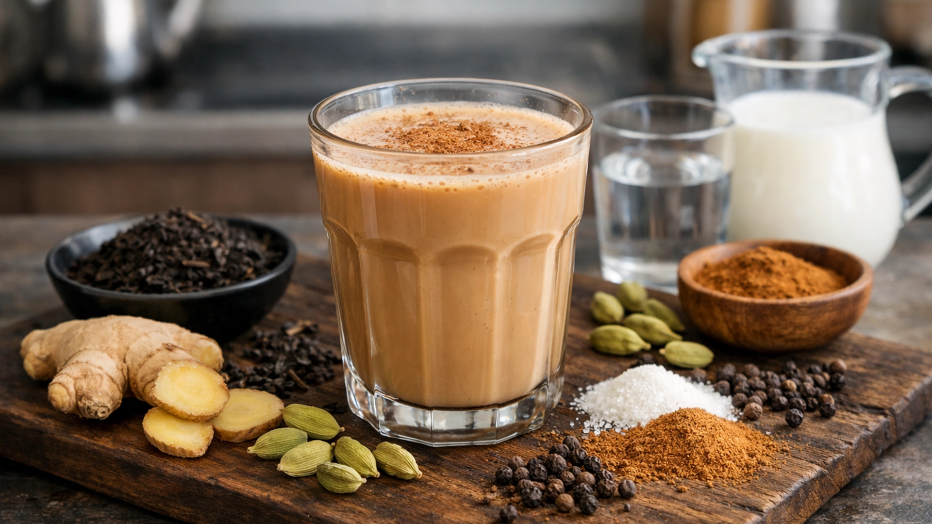 Фото блюда: Ароматный пряный чай масала на черных чайных листьях