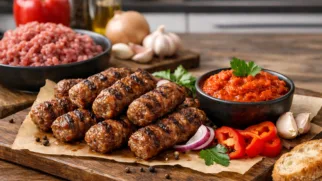 Фото рецепта: Сочные чевапчичи с соусом айвар