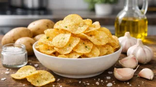 Фото рецепта: Чипсы картофельные с чесноком и солью