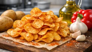 Фото рецепта: Чипсы картофельные с паприкой и чесноком