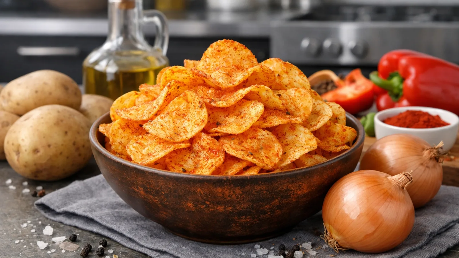 Фото блюда: Чипсы картофельные с паприкой и луком