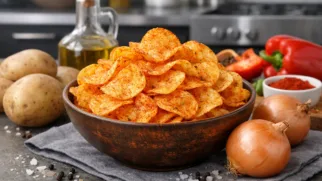 Фото рецепта: Чипсы картофельные с паприкой и луком