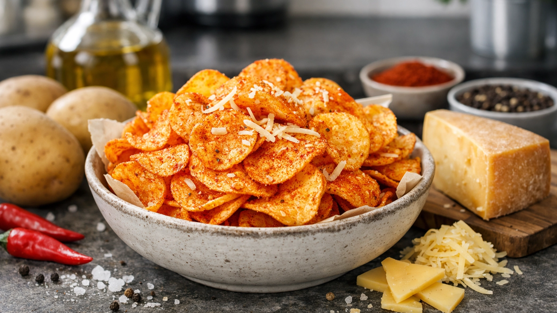 Фото блюда: Чипсы картофельные с сыром и паприкой