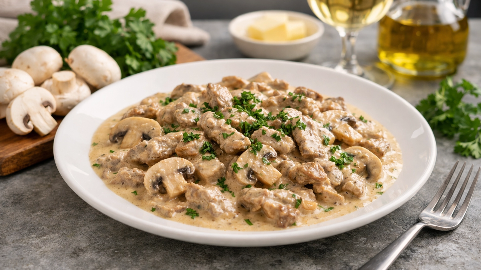 Фото блюда: Цюрихское рагу из телятины со сливками