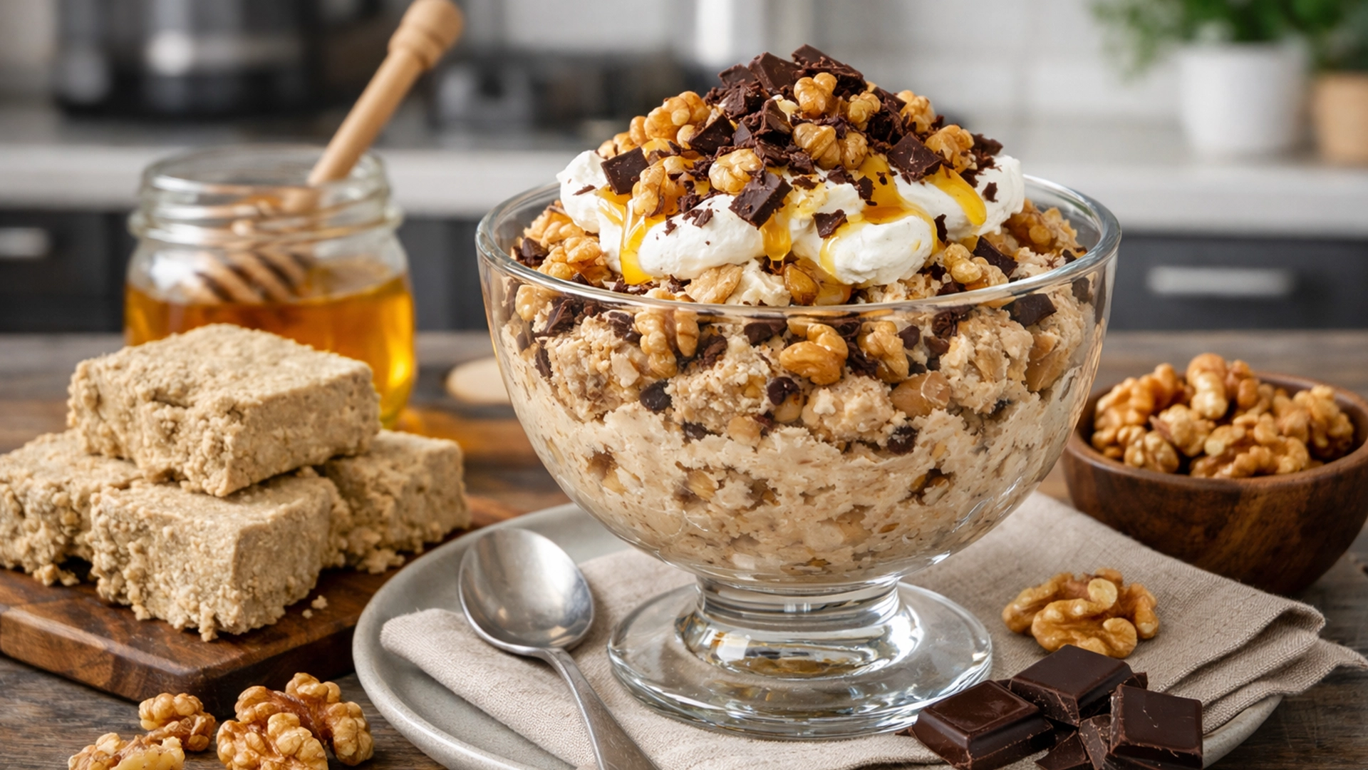 Фото блюда: Десерт из халвы с орехами сладкий