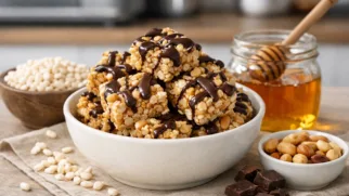 Фото рецепта: Десерт из воздушного риса с медом