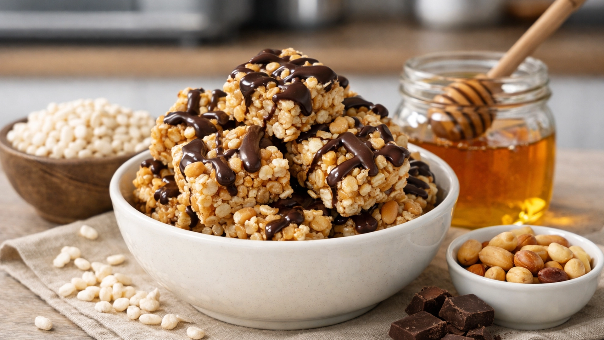 Фото блюда: Десерт из воздушного риса с медом