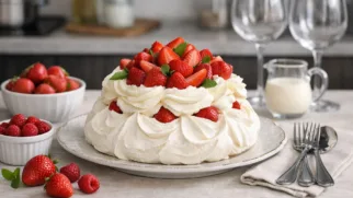 Фото рецепта: Павлова с клубникой и сливками рецепт знаменитого десерта