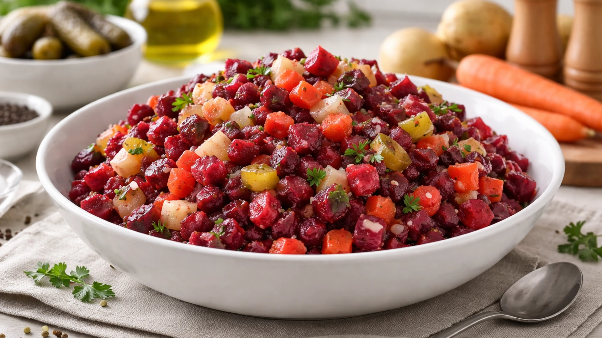 Фото блюда: Домашний винегрет с картофелем морковью и свеклой