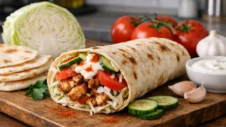 Фото рецепта: Донер-кебаб в лаваше с курицей