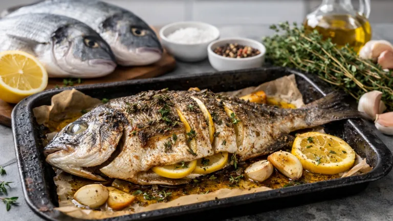 Фото блюда: Сочная дорадо запеченная с лимоном и ароматными травами