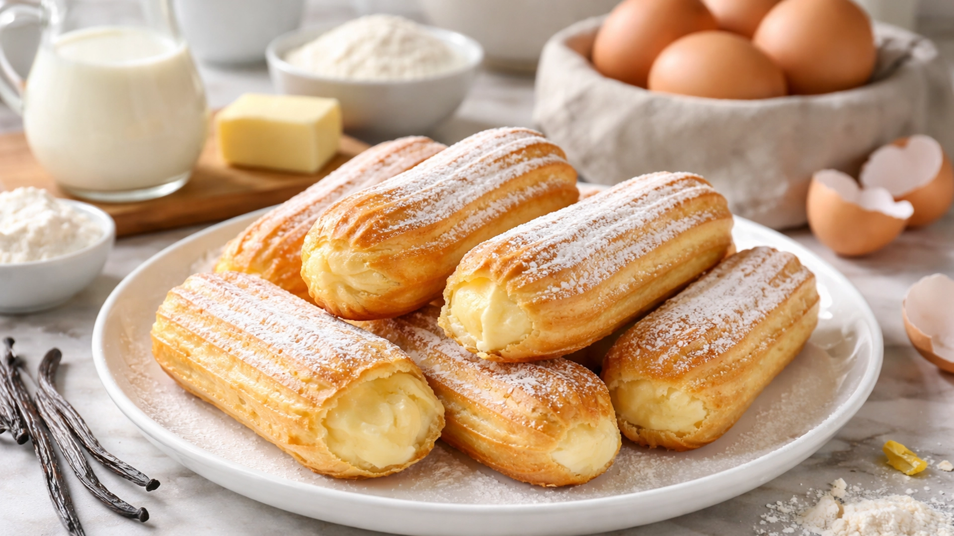 Фото блюда: Воздушные эклеры с нежным заварным кремом