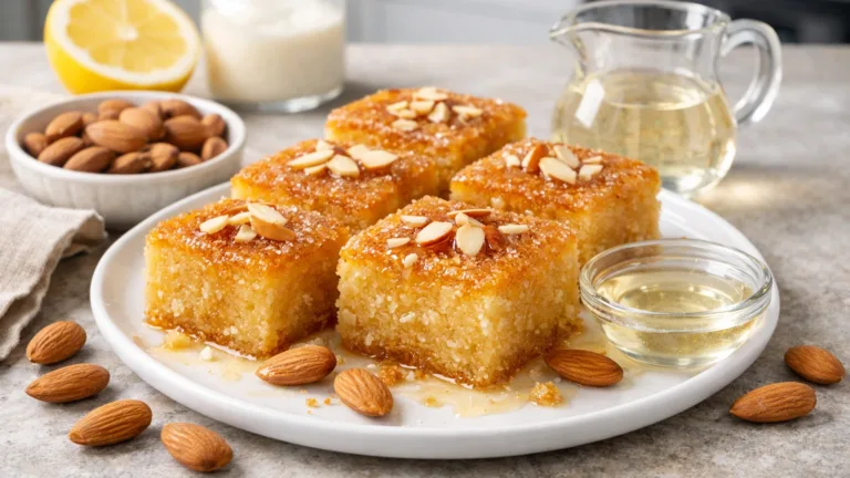 Фото рецепта: Калб эль луз миндальный десерт с сиропом