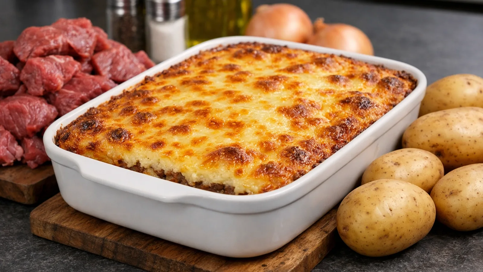 Фото блюда: Эскондидиньо запеканка с мясом и пюре, рецепт с фото