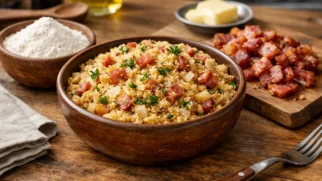 Фото рецепта: Фарофа гарнир из жареной маниоки