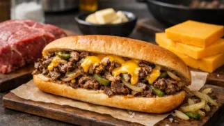 Фото рецепта: Филли чизстейк с говядиной и сыром