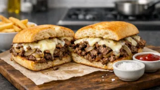 Фото рецепта: Филли чизстейк с говядиной и сыром проволоне