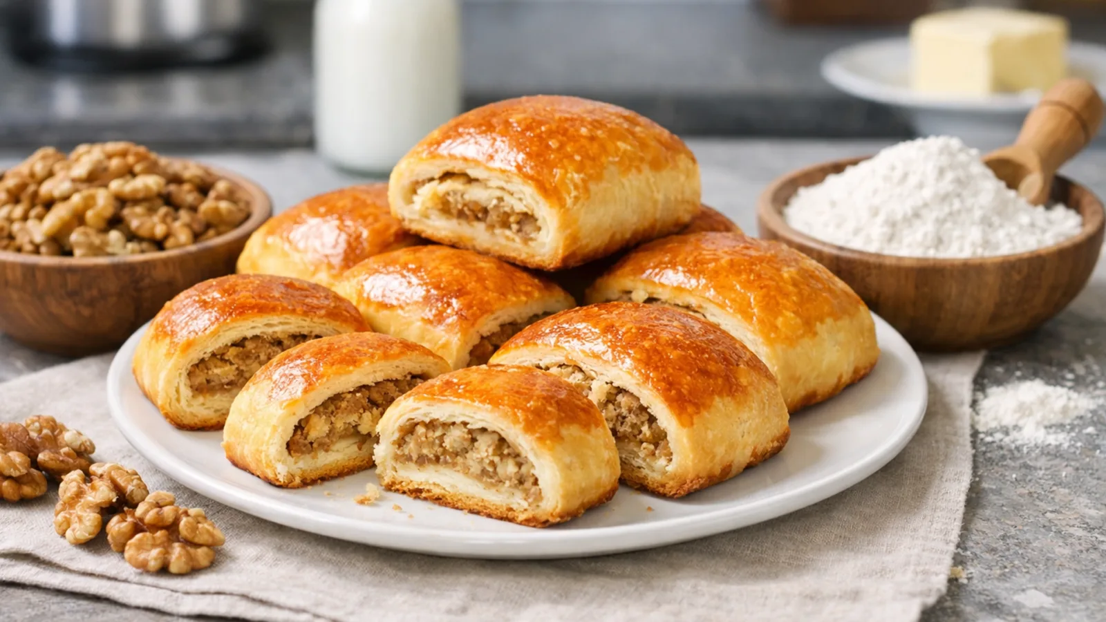 Фото блюда: Гата сладкая выпечка с ореховой начинкой