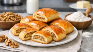 Фото рецепта: Гата сладкая выпечка с ореховой начинкой