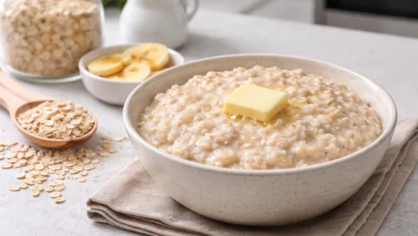 Геркулесовая каша с кусочком сливочного масла