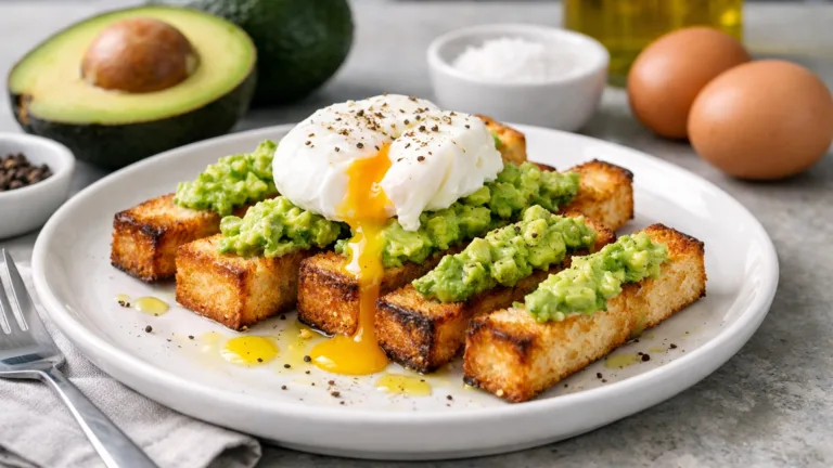 Фото блюда: Гренки с авокадо и яйцом пашот