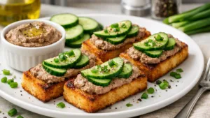Фото блюда: Гренки с паштетом и огурцом