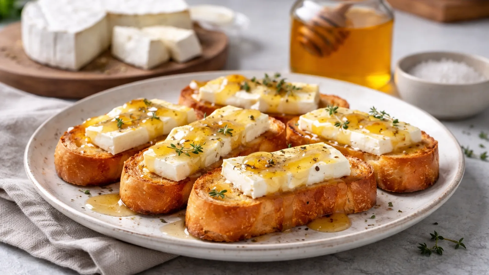 Фото блюда: Гренки с сыром бри и медом