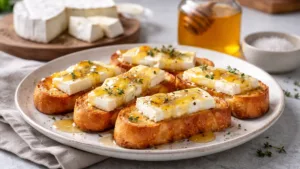 Фото блюда: Гренки с сыром бри и медом