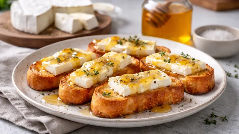 Фото блюда: Гренки с сыром бри и медом