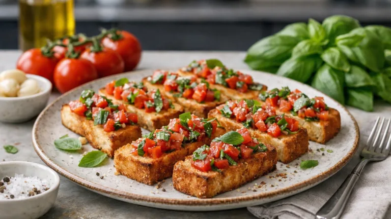 Фото блюда: Гренки с томатами и базиликом