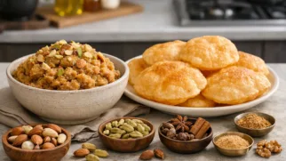 Фото рецепта: Халва пури сладкая халва с лепешками традиционный рецепт пакистанской кухни