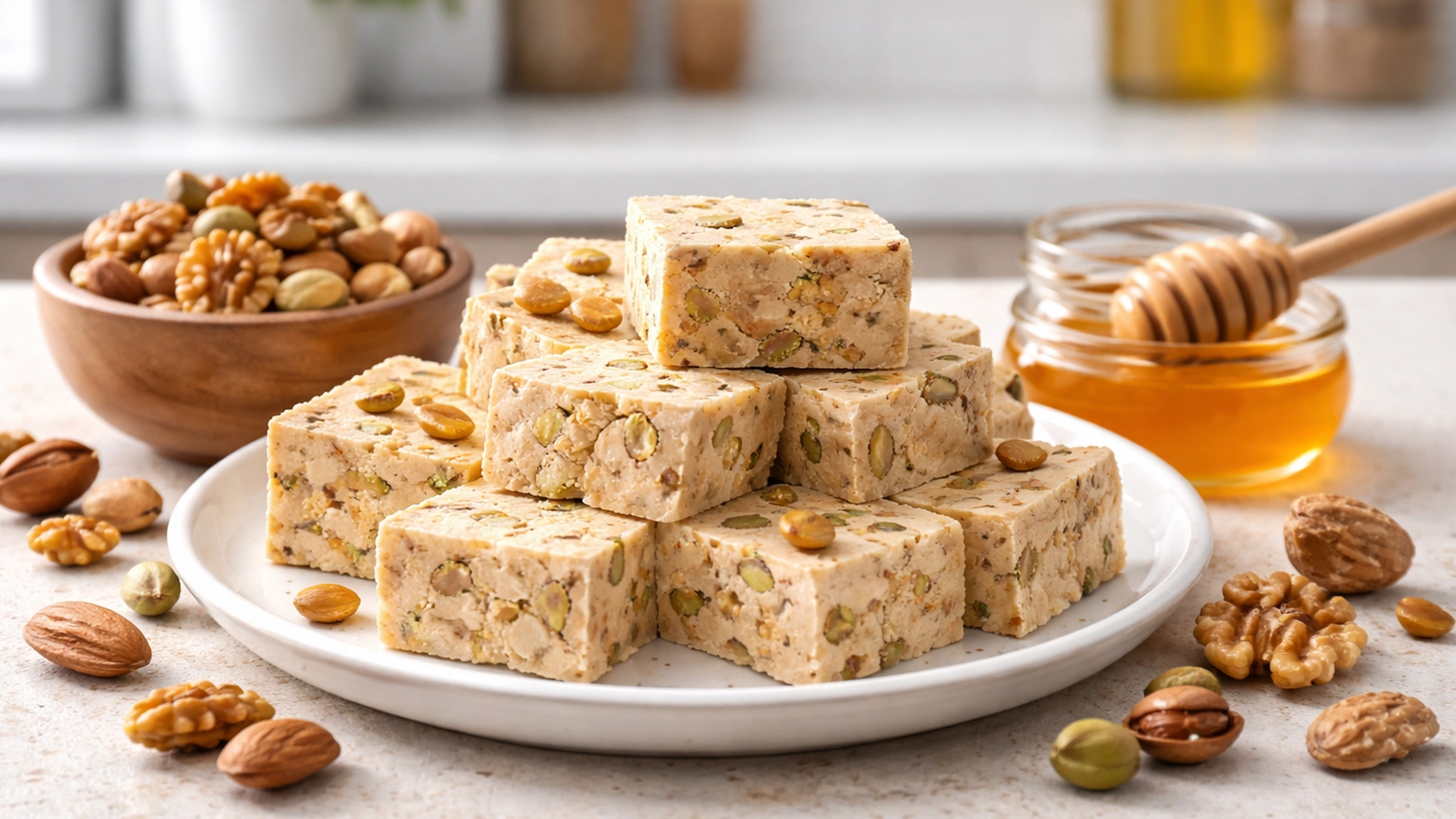 Фото блюда: Халва с орехами и медом ароматный десерт рецепт туркменской кухни