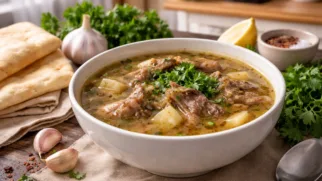 Фото рецепта: Хаш из говяжьих ножек с чесноком классический рецепт армянской кухни