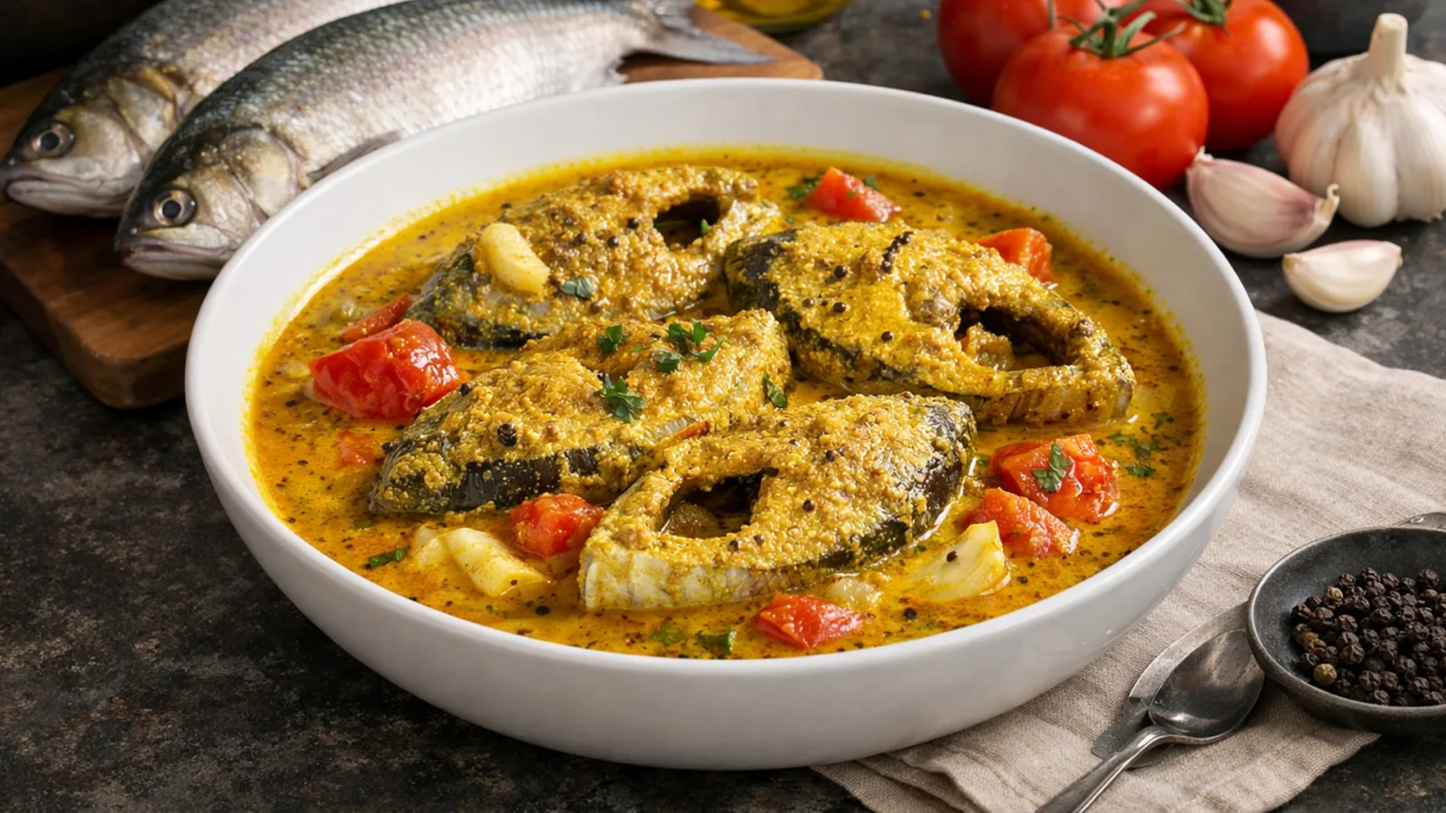 Фото блюда: Хилса карри с горчичным соусом