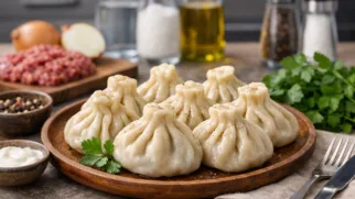 Фото рецепта: Хинкали грузинские с говядиной и луком