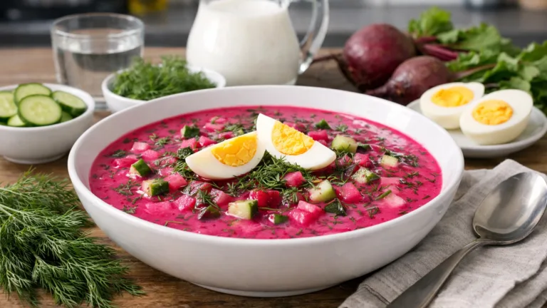 Фото блюда: Холодник свекольный с огурцом и укропом