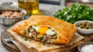 Фото рецепта: Брик хрустящая лепешка с яйцом и тунцом